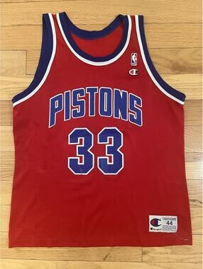 Vintage Detroit Pistons #33 Hill Basketball Jersey Size 44